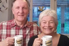 Mike and Faith share a cup of courgette juice